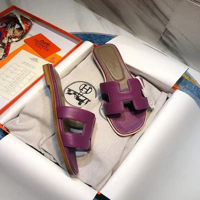 Affordable Hermes Oran Slides Women Calf Leather In Purple 0128