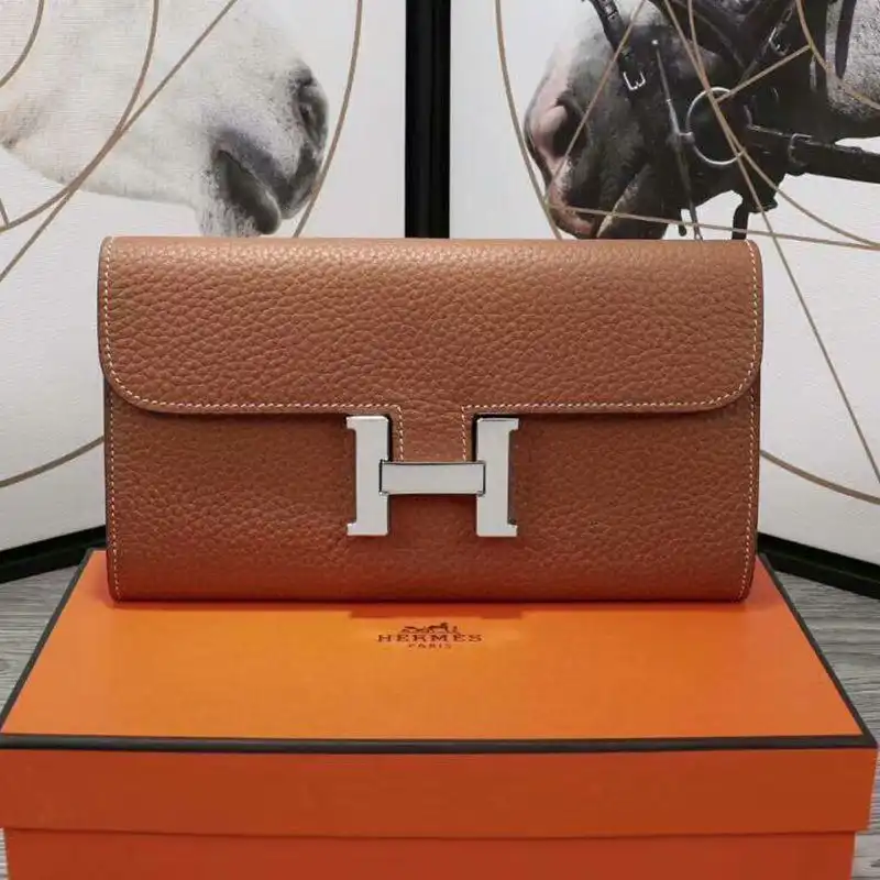 Affordable Hermes Constance Wallet Epsom Leather Palladium Hardware In Brown 0123