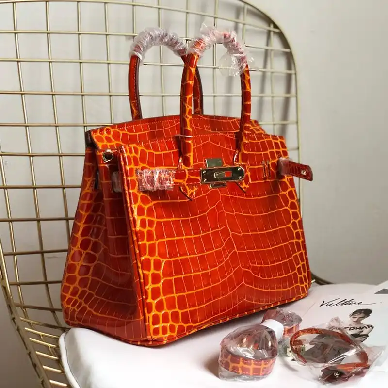 Affordable Hermes Birkin Bag Alligator Leather Gold Hardware In Orange 0131