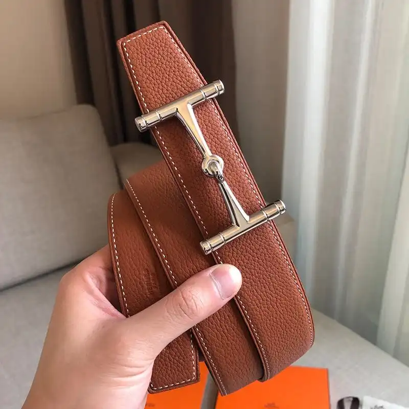 Affordable Hermes H Hippique Buckle 38MM Reversible Belt Togo Leather In Brown 0130