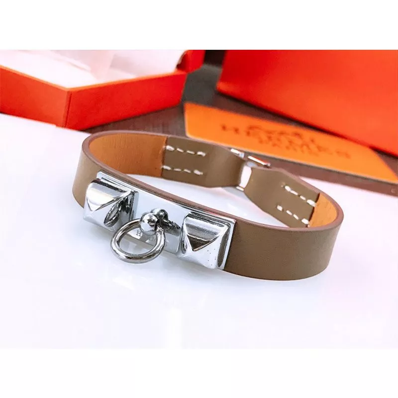 Cheap Hermes Micro Rivale Bracelets Swift Calfskin Silver Hardware 0117