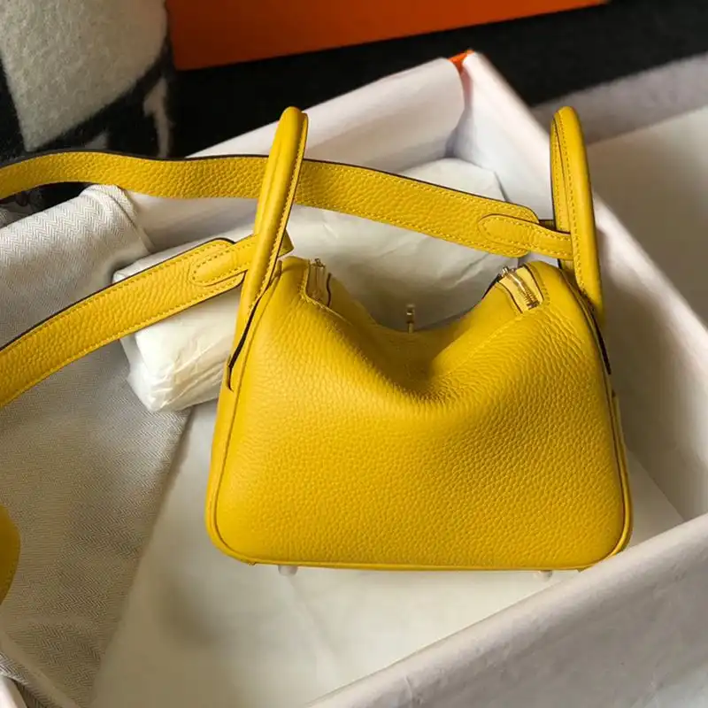 Affordable Hermes Mini Lindy Bag Togo Leather Gold Hardware In Yellow 0129