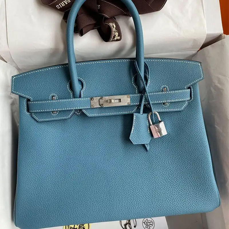 Cheap Hermes Birkin Bag Togo Leather Palladium Hardware In Teal 0131