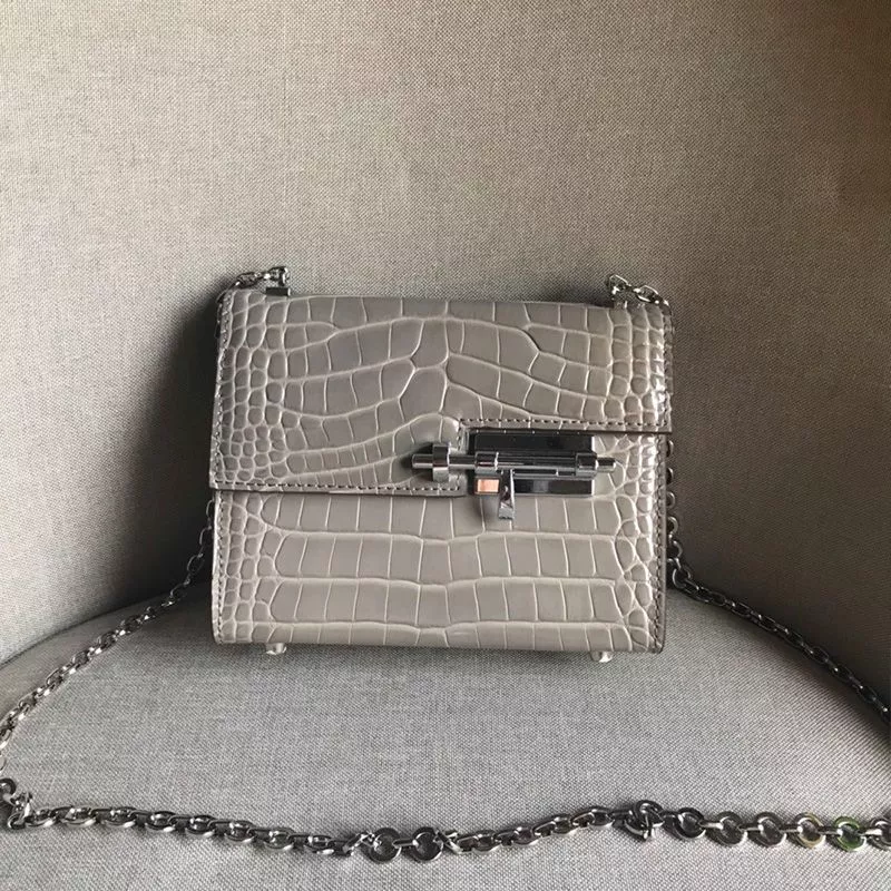 Hermes Verrou Chaine Mini Bag Alligator Leather Palladium Hardware In Grey 0112