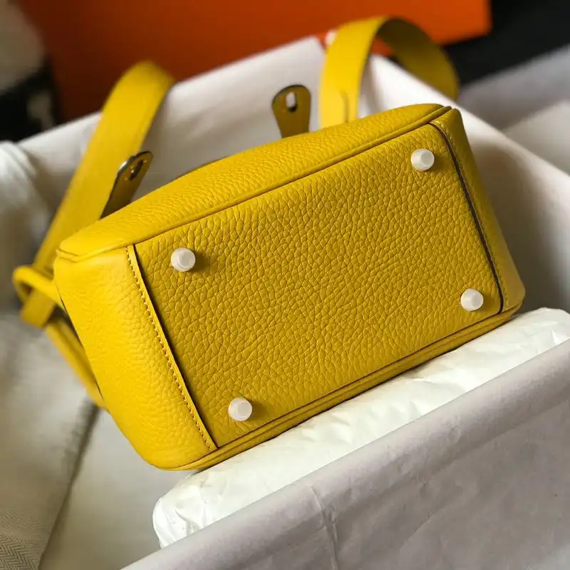 Affordable Hermes Mini Lindy Bag Togo Leather Gold Hardware In Yellow 0129