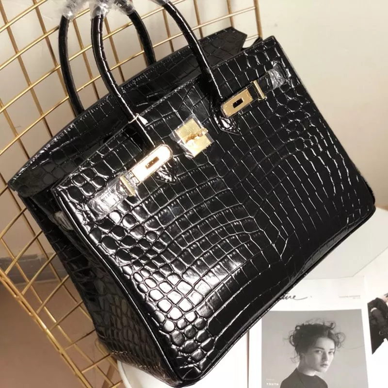 Affordable Hermes Birkin Bag Alligator Leather Gold Hardware In Black 0115