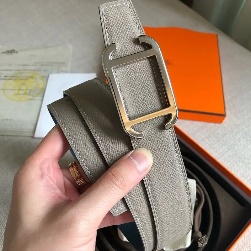 Cheap Hermes Society 32 Reversible Belt Togo Leather In Grey Teal 0130