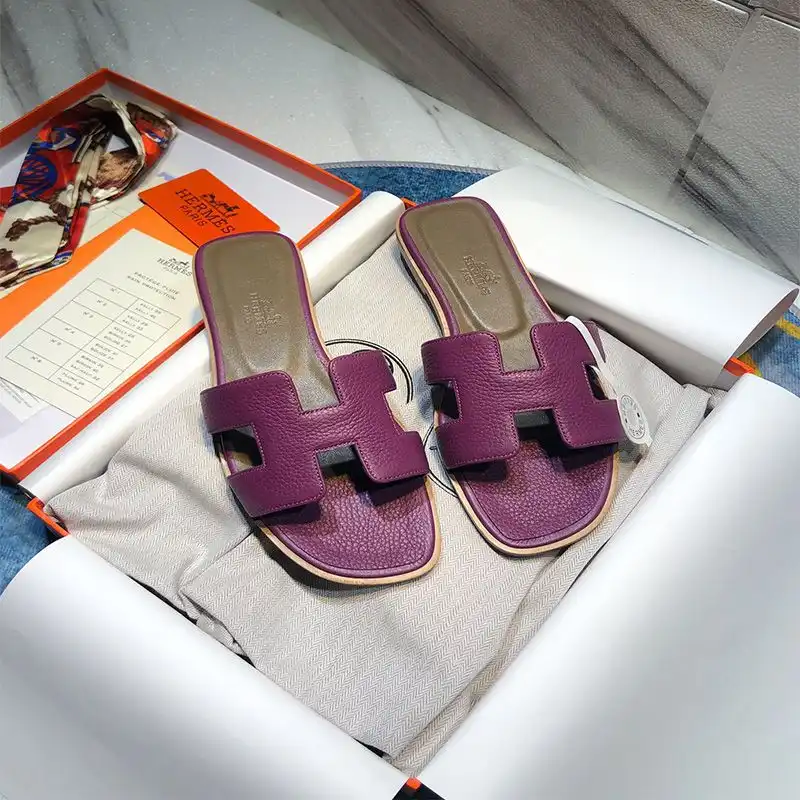 Affordable Hermes Oran Slides Women Calf Leather In Purple 0128