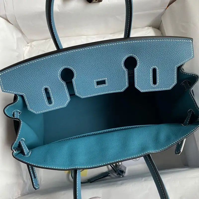 Cheap Hermes Birkin Bag Togo Leather Palladium Hardware In Teal 0131