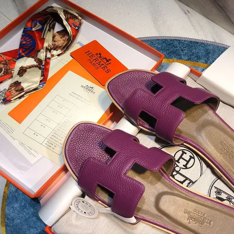 Affordable Hermes Oran Slides Women Calf Leather In Purple 0128