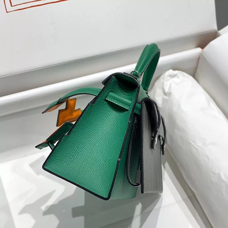 Affordable Hermes Kelly Doll Picto Bag Epsom Leather Palladium Hardware In Green 0120