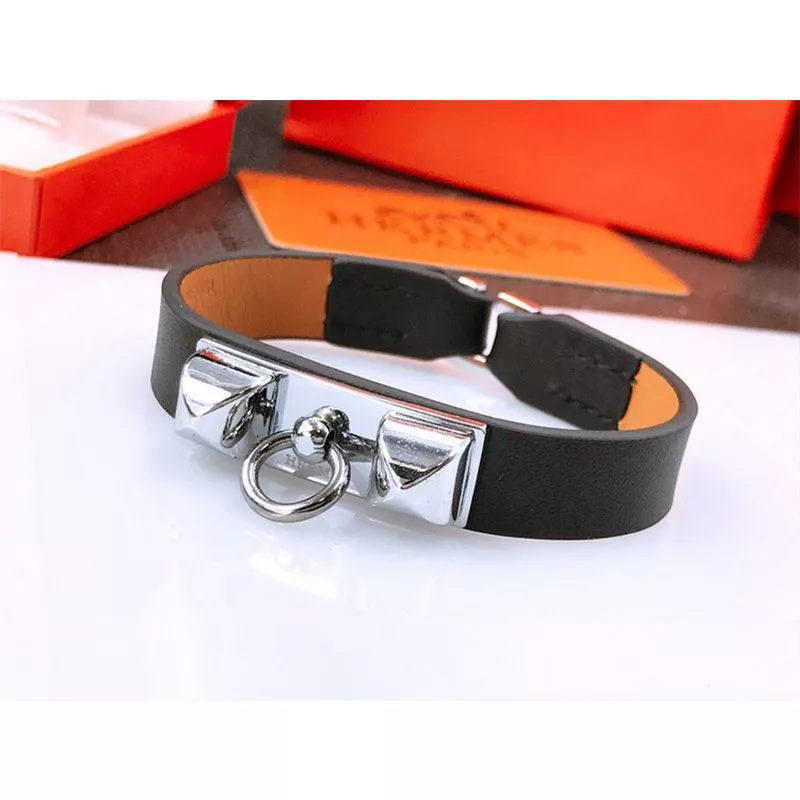 Cheap Hermes Micro Rivale Bracelets Swift Calfskin Silver Hardware 0117