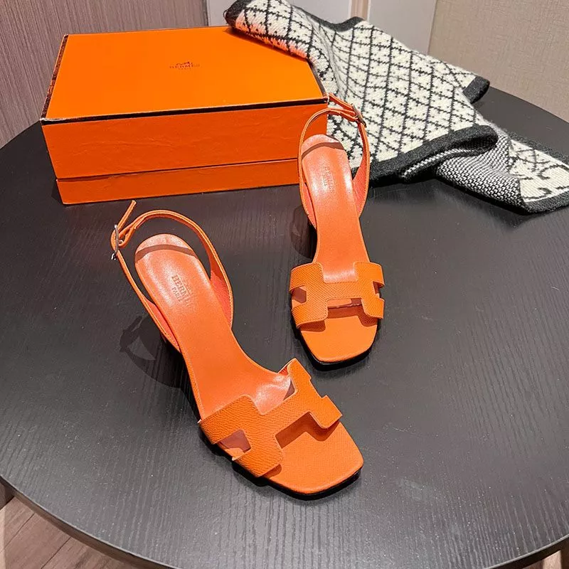 Cheap Hermes Eternite 95 Slingback Sandals Women Grained Calfskin In Orange 0112