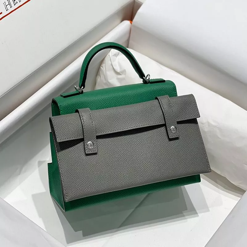 Affordable Hermes Kelly Doll Picto Bag Epsom Leather Palladium Hardware In Green 0120