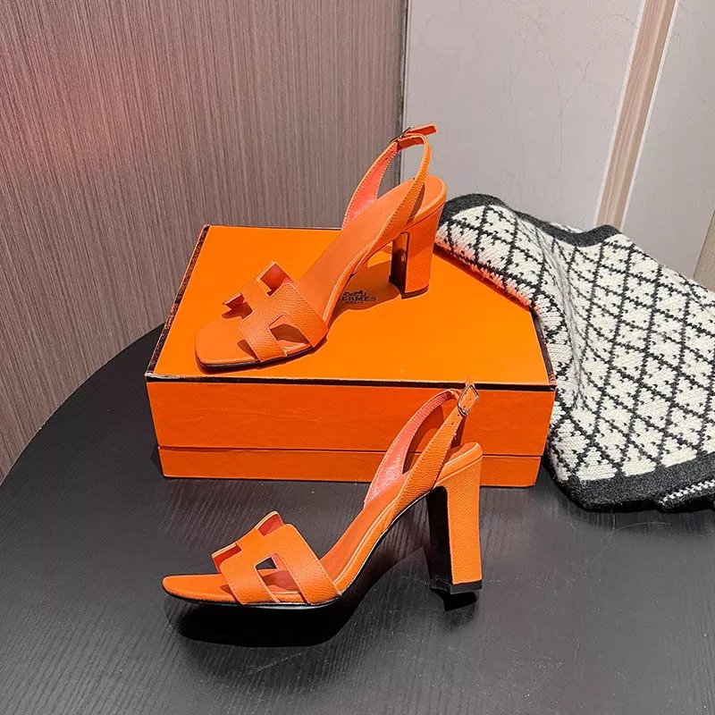 Cheap Hermes Eternite 95 Slingback Sandals Women Grained Calfskin In Orange 0112