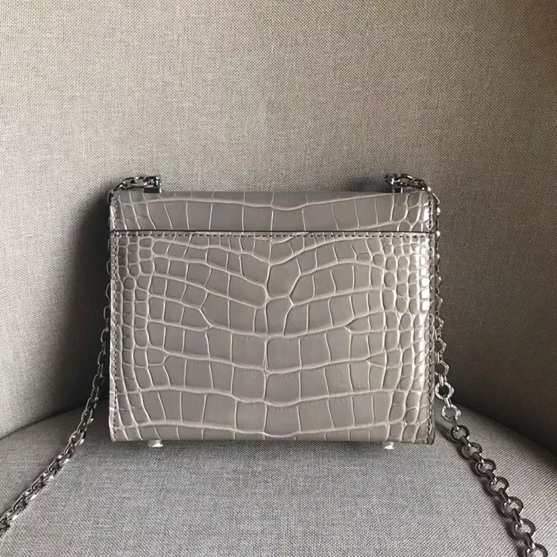 Cheap Hermes Verrou Chaine Mini Bag Alligator Leather Palladium Hardware In Grey 0112