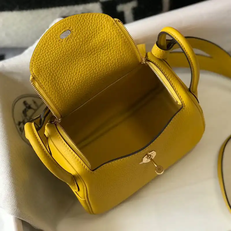 Affordable Hermes Mini Lindy Bag Togo Leather Gold Hardware In Yellow 0129