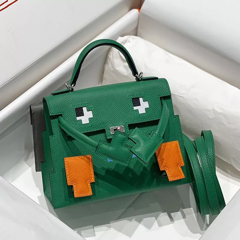 Affordable Hermes Kelly Doll Picto Bag Epsom Leather Palladium Hardware In Green 0120