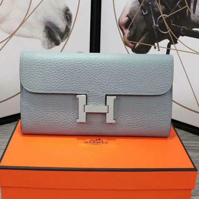 Affordable Hermes Constance Wallet Epsom Leather Palladium Hardware In Sky Blue 0123