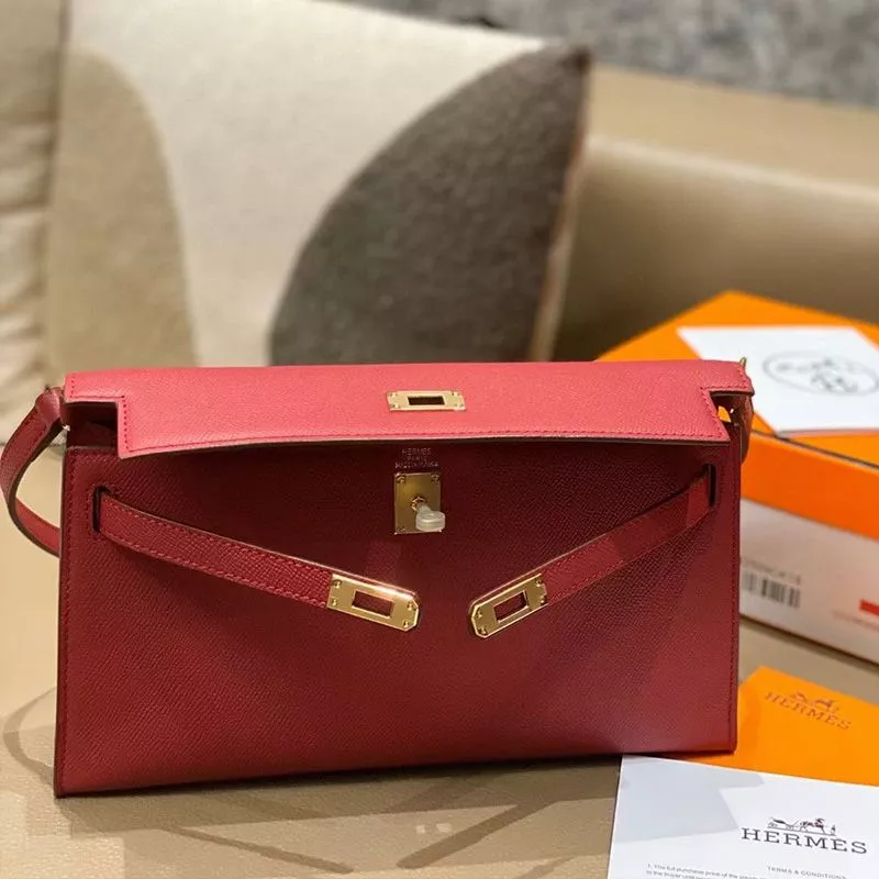 Affordable Hermes Kelly Elan Bag Epsom Leather Gold Hardware In Red 0120