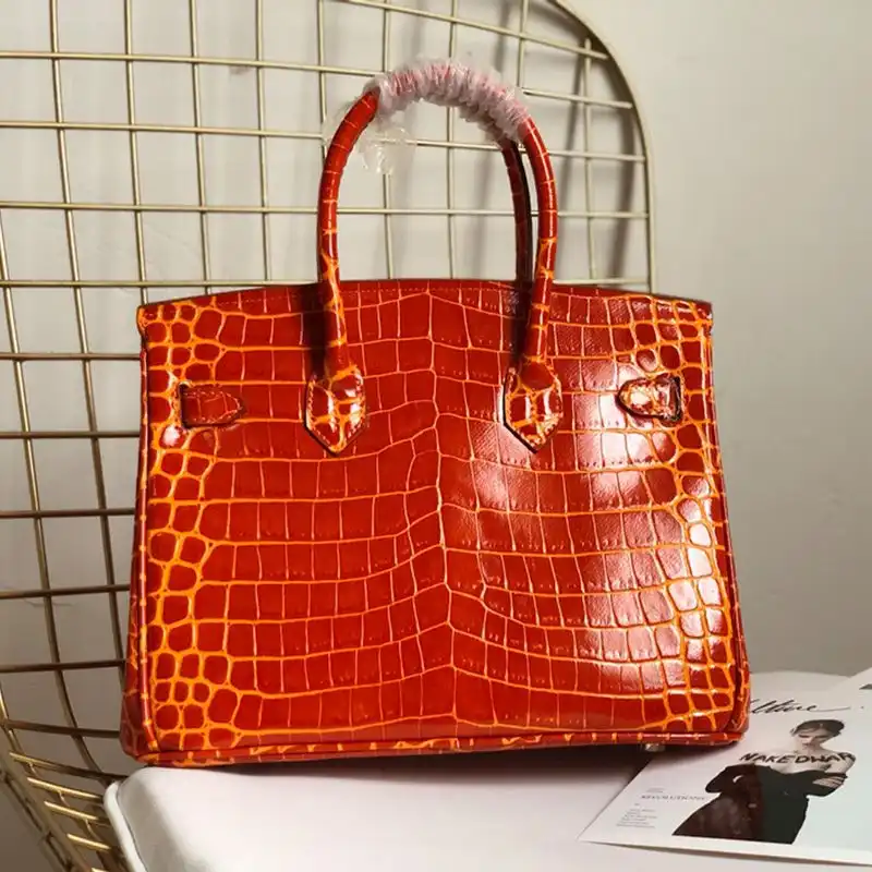 Affordable Hermes Birkin Bag Alligator Leather Gold Hardware In Orange 0131