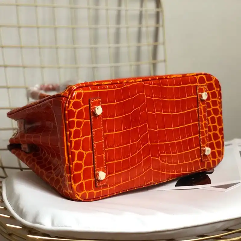 Affordable Hermes Birkin Bag Alligator Leather Gold Hardware In Orange 0131