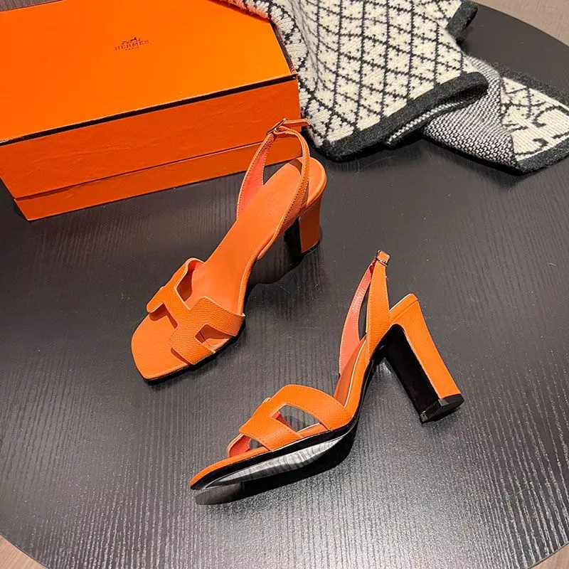 Cheap Hermes Eternite 95 Slingback Sandals Women Grained Calfskin In Orange 0112