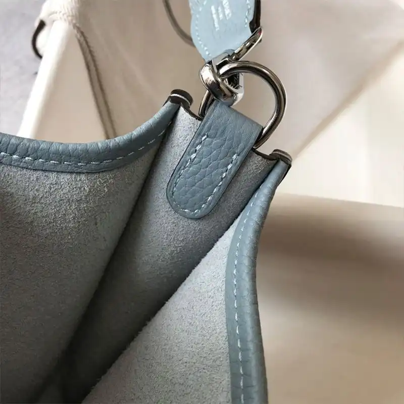 Affordable Hermes Mini Evelyne Bag Clemence Leather Palladium Hardware In Sky Blue 0129