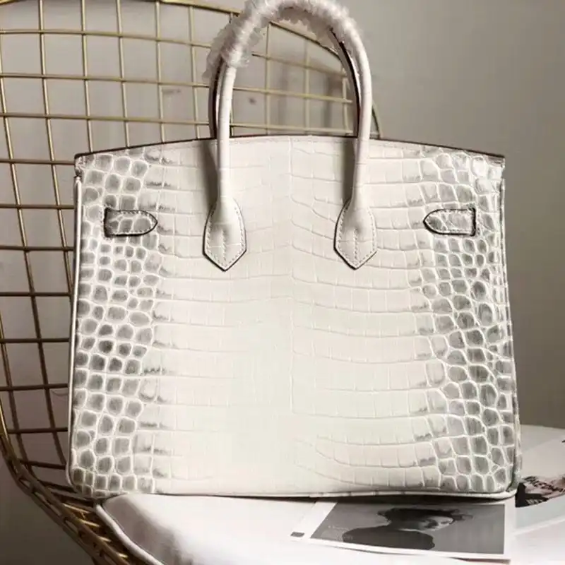 Cheap Hermes Birkin Bag Alligator Leather Gold Hardware In White 0131