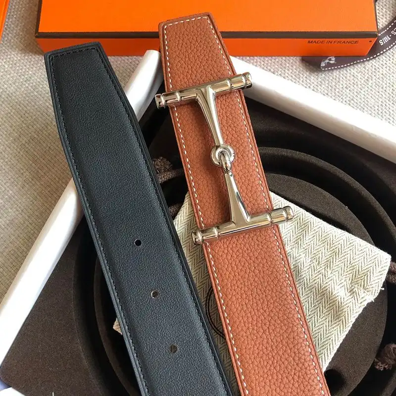 Affordable Hermes H Hippique Buckle 38MM Reversible Belt Togo Leather In Brown 0130