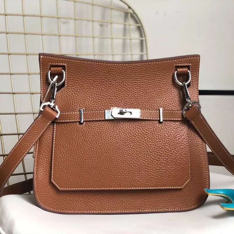 Hermes Jypsiere Bag Clemence Leather Palladium Hardware In Caramel 0112