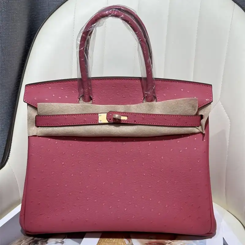 Cheap Hermes Birkin Bag Ostrich Leather Gold Hardware In Rose 0124