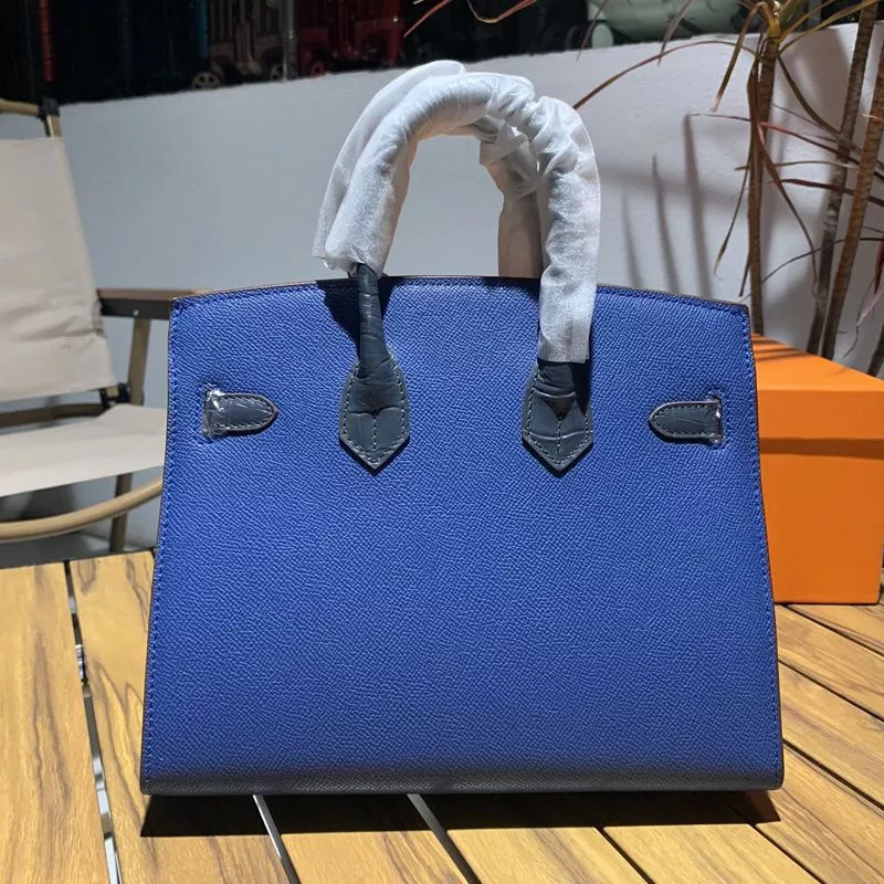 Cheap Hermes Birkin Faubourg Bag Alligator & Epsom Leather Palladium Hardware In Blue 0115