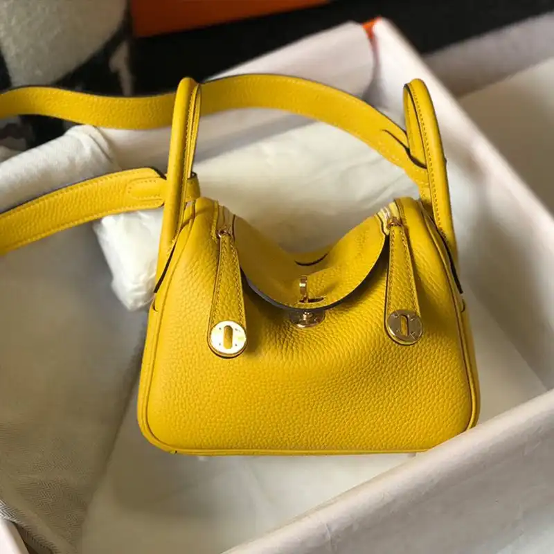 Affordable Hermes Mini Lindy Bag Togo Leather Gold Hardware In Yellow 0129