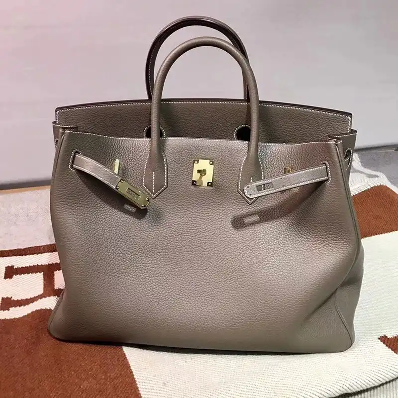 Cheap Hermes Birkin 40 Bag Togo Leather Gold Hardware In Grey 0124