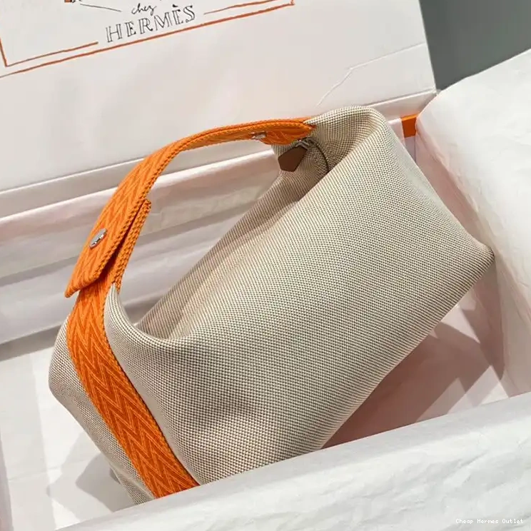 Affordable Trousse Case Canvas Hardware Hermes Bride-A-Brac Palladium Beige Orange In 0214