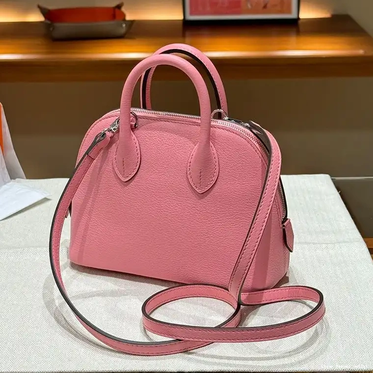 Affordable In Bag Hardware Leather Hermes Bolide Chevre Mini Pink Palladium 0209