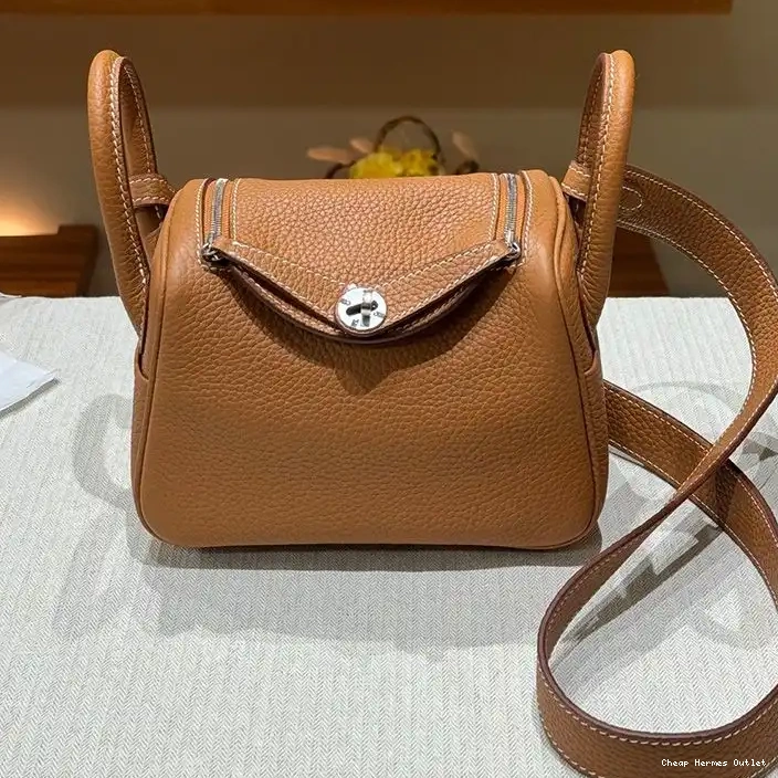 Affordable Palladium Hermes Bag Togo Lindy In Leather Brown Mini Hardware 0226