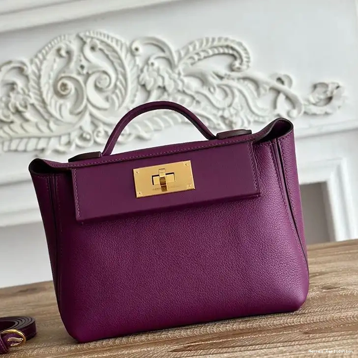 Affordable Gold Hermes Mini Evercolor Purple In Hardware 24 Swift 24 Leather Bag 0223