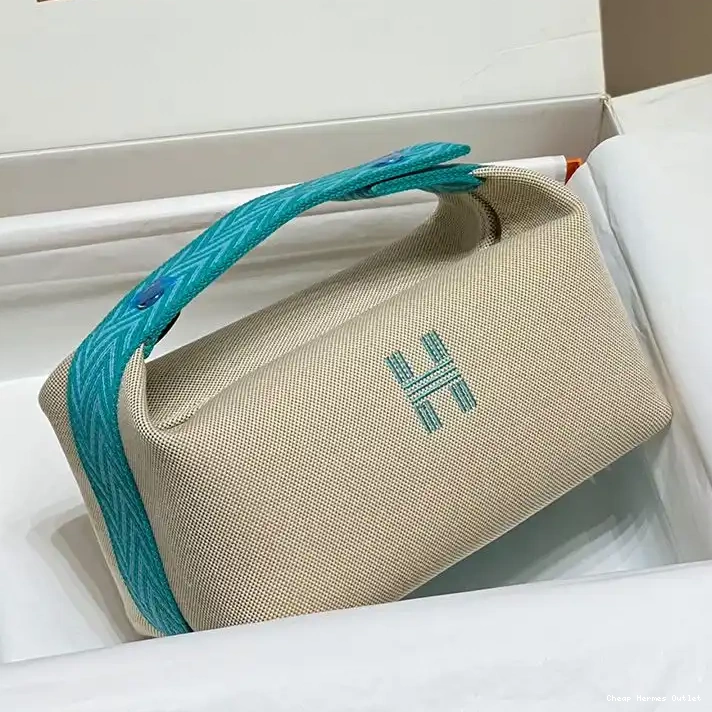 Affordable Beige Palladium In Teal Hardware Bride-A-Brac Hermes Case Trousse Canvas 0216