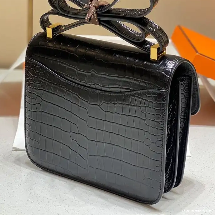 Affordable Hermes Alligator Gold Bag In Hardware Leather Constance Black 0226