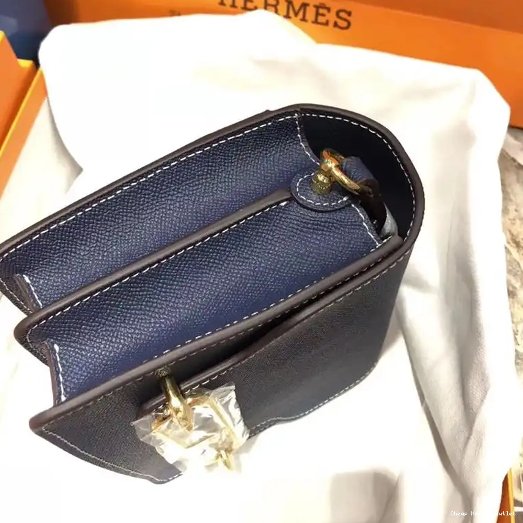 Affordable Roulis Epsom Hermes Hardware In Gold Leather Navy Bag Blue 0226