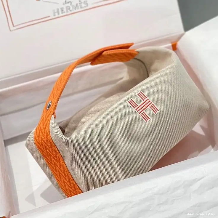 Affordable Trousse Case Canvas Hardware Hermes Bride-A-Brac Palladium Beige Orange In 0214