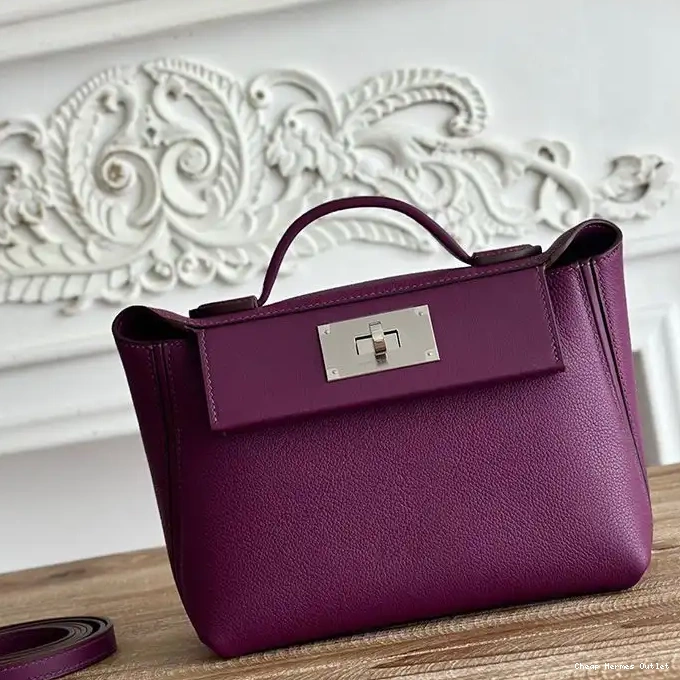 Affordable 24 Palladium Swift Leather Purple In Evercolor Hardware Mini 24 Hermes Bag 0219