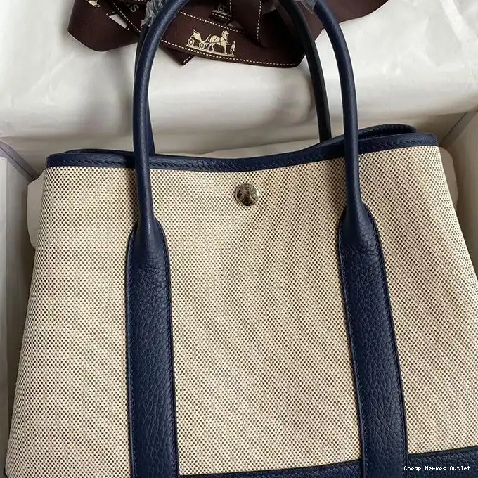 Affordable Blue Hermes Bag Hardware Canvas In Garden Palladium Navy Party 0224