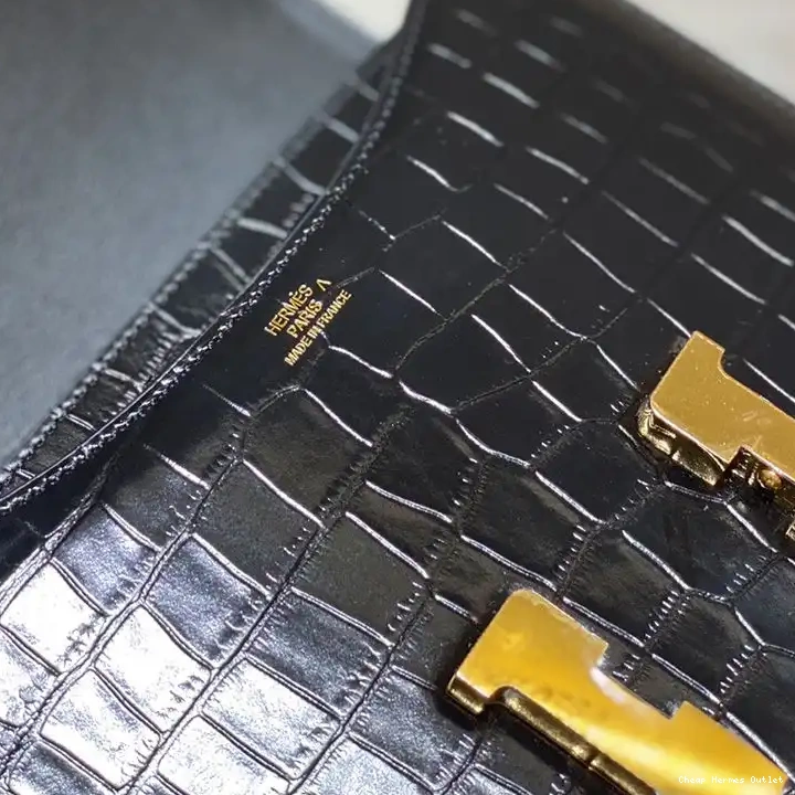 Affordable Hermes Alligator Gold Bag In Hardware Leather Constance Black 0226