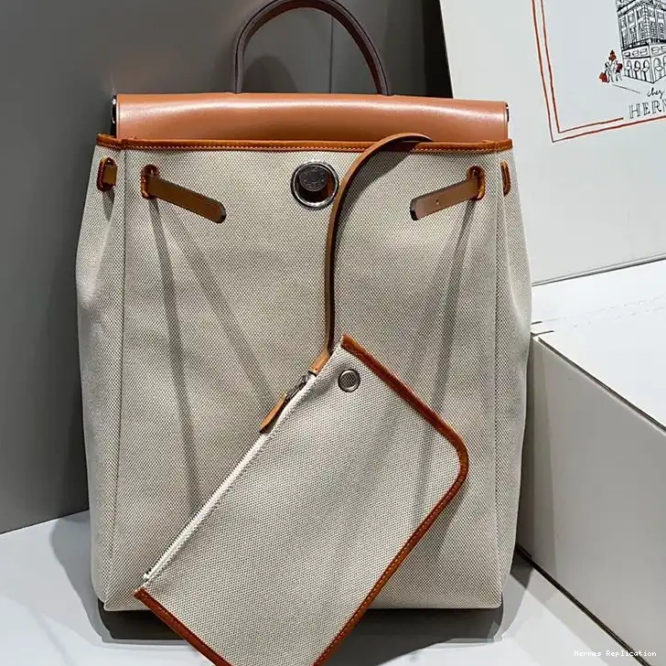 Affordable A Hermes Hardware Herbag Backpack Brown Canvas Beige In Palladium Zip Dos 0227