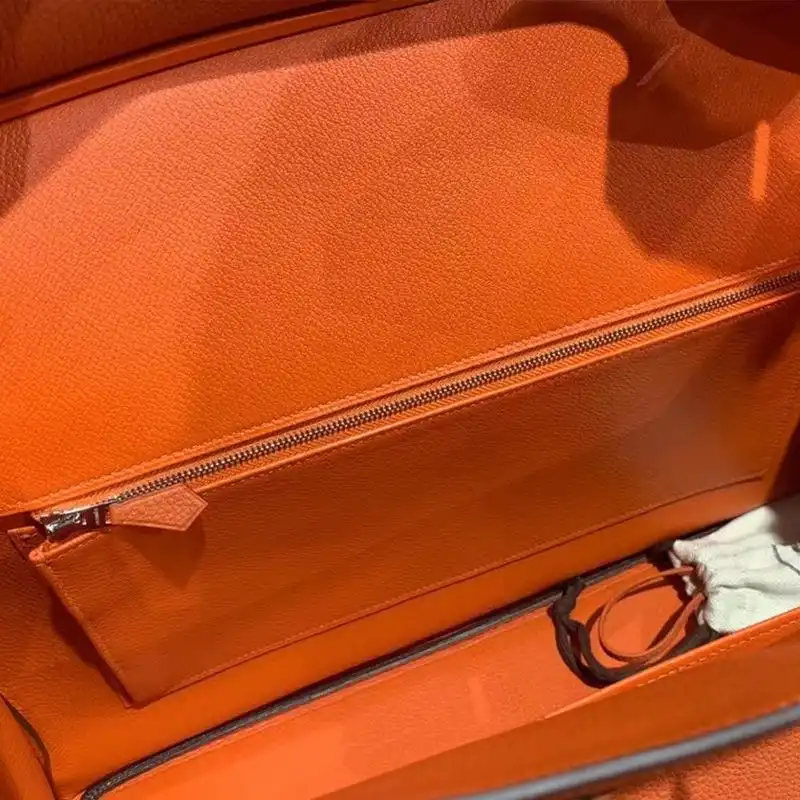 Affordable Hermes Birkin 40 Bag Togo Leather Palladium Hardware In Orange 0204