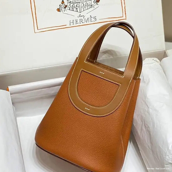 Affordable 18 Bag Palladium Leather In Hardware Hermes Clemence In-The-Loop Brown 0215