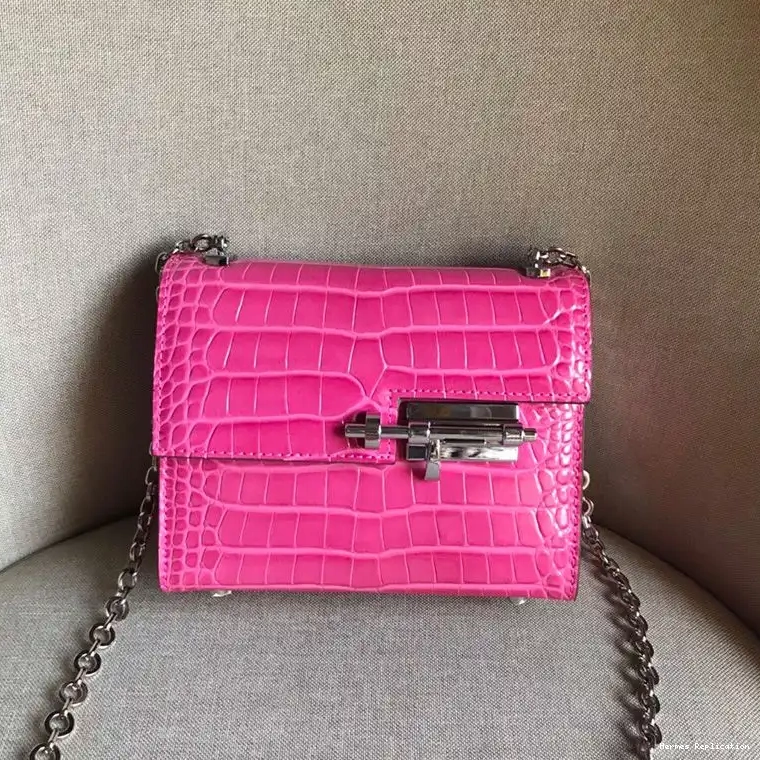 Affordable Palladium Hardware Hermes In Alligator Mini Chaine Bag Leather Verrou Pink 0223